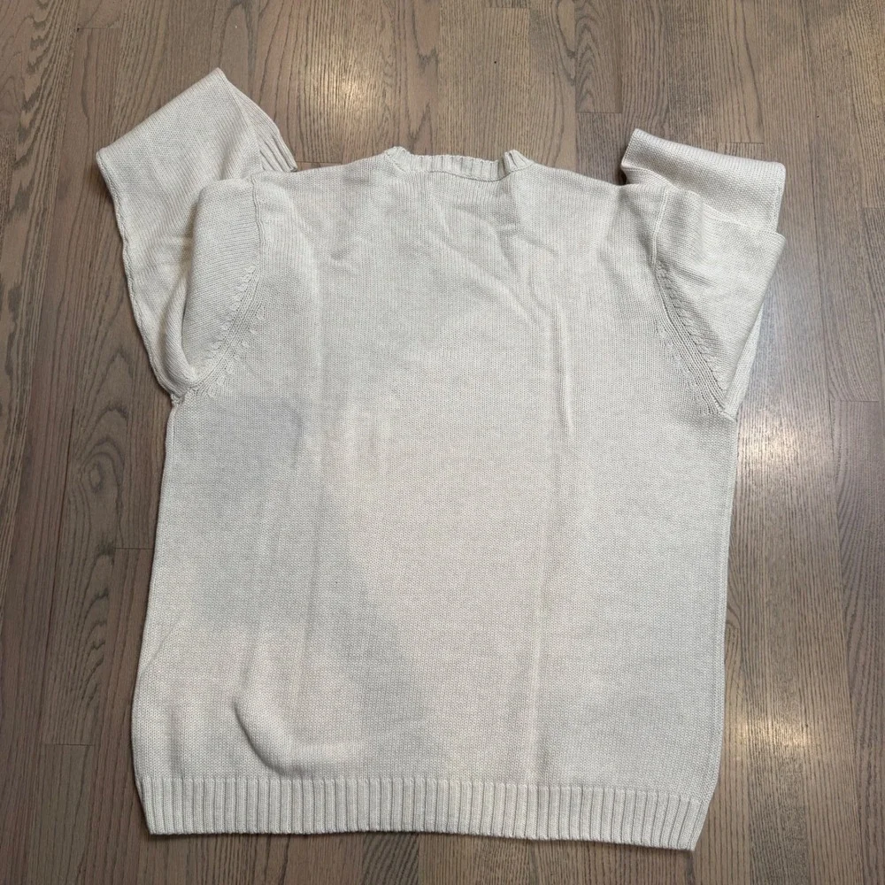 Chaps Mens XXL Cream 100% Cotton‎ Crew Neck Sweater Logo Long Sleeve Pullover